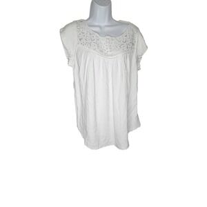 joie White Eyelet Embroidered‎ Rayon Blouse Top Women's Size S Short Sleeve Boho